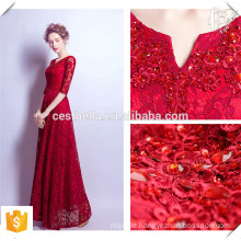 Langes Schwanz-Rotwein-formales Spitze-Abend-Kleid-elegantes Spitze-Partei-Kleid für junge Damen